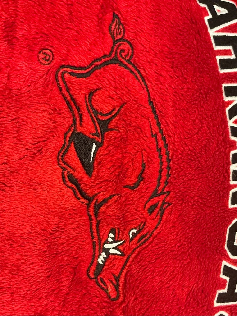 Arkansas Red Plush Accent Pillow with Mascot Head